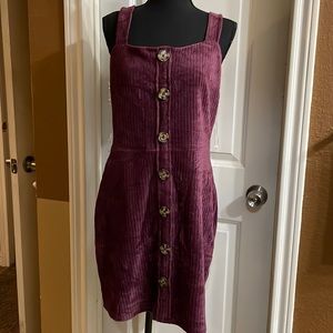 Burgundy Corduroy Soft Velvet Dress - Juniors Large 11-13